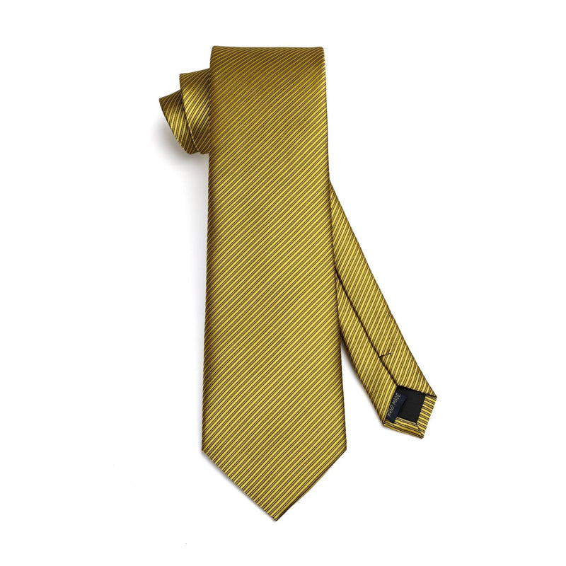 Stripe Tie Handkerchief Set - E-01-GOLD