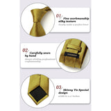 Stripe Tie Handkerchief Set - E-01-GOLD