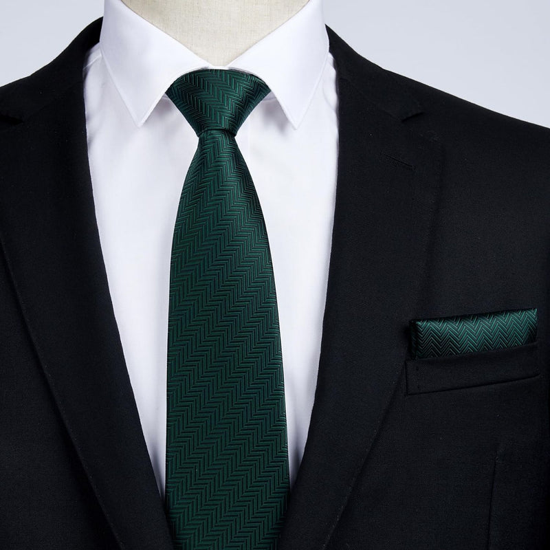 Houndstooth Tie Handkerchief Set - 05-GREEN1