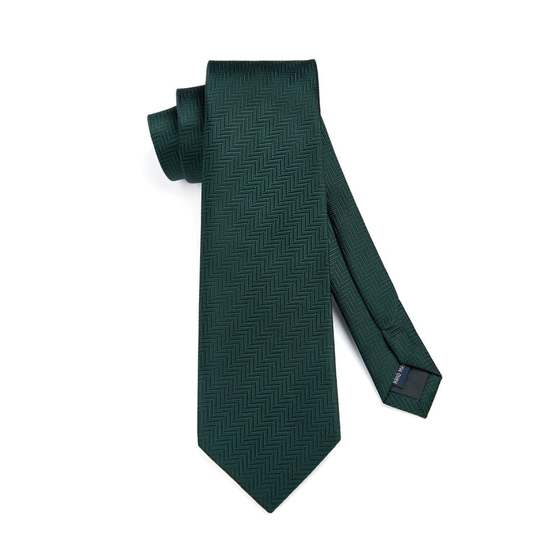 Houndstooth Tie Handkerchief Set - 05-GREEN1