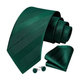 Stripe Tie Handkerchief Cufflinks - 05-GREEN4