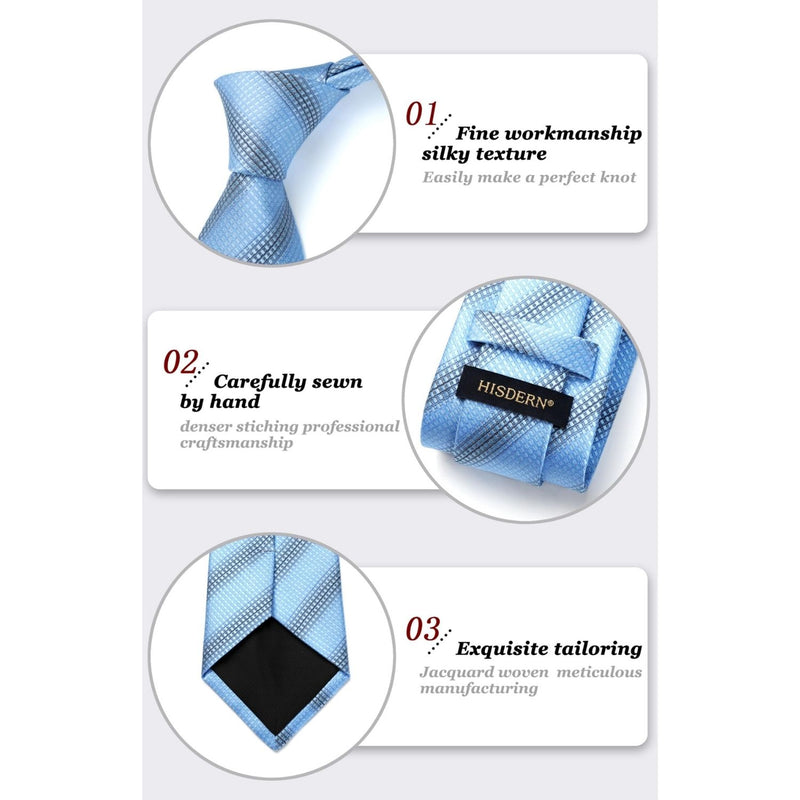 Stripe Tie Handkerchief Set - C-05 BLUE