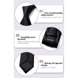 Stripe Tie Handkerchief Set -A-03 BLACK