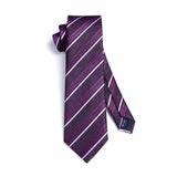 Stripe Tie Handkerchief Cufflinks - 08-PURPLE 2