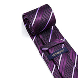 Stripe Tie Handkerchief Cufflinks - 08-PURPLE 2