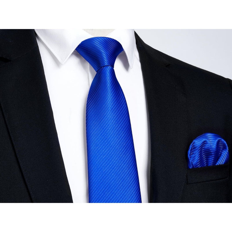 Stripe Tie Handkerchief Set - D4 ROYAL BLUE TWLL