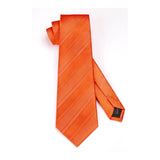 Stripe Tie Handkerchief Set - B-07-SOLID ORANGE