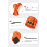 Stripe Tie Handkerchief Set - B-07-SOLID ORANGE