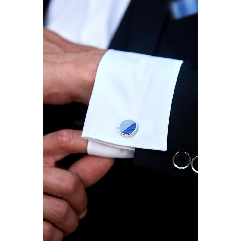 Stripe Tie Handkerchief Cufflinks - 04-LIGHT BLUE3