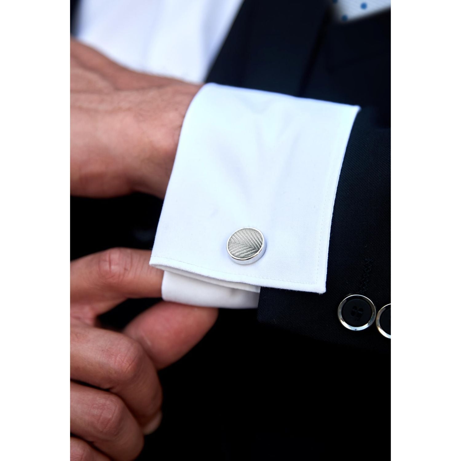 Hisdern Grey Striped Wedding Accessories Set with Cufflinks