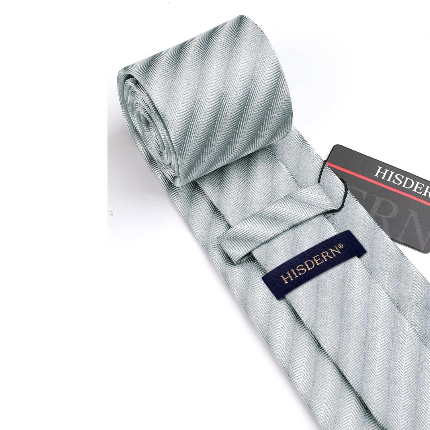 Hisdern Grey Striped Wedding Accessories Set with Cufflinks
