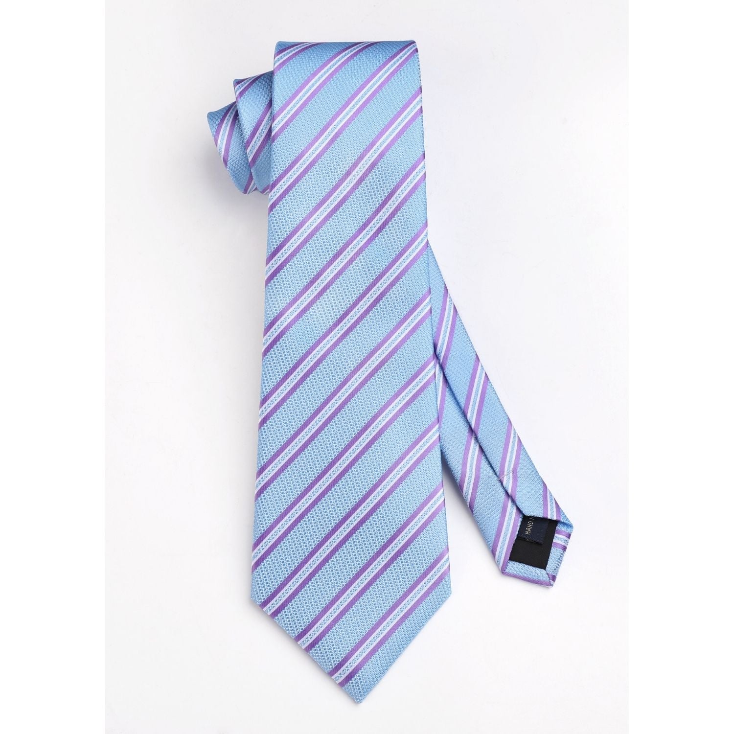 Stripe Tie Handkerchief Set - B-03-BLUE/PURPLE