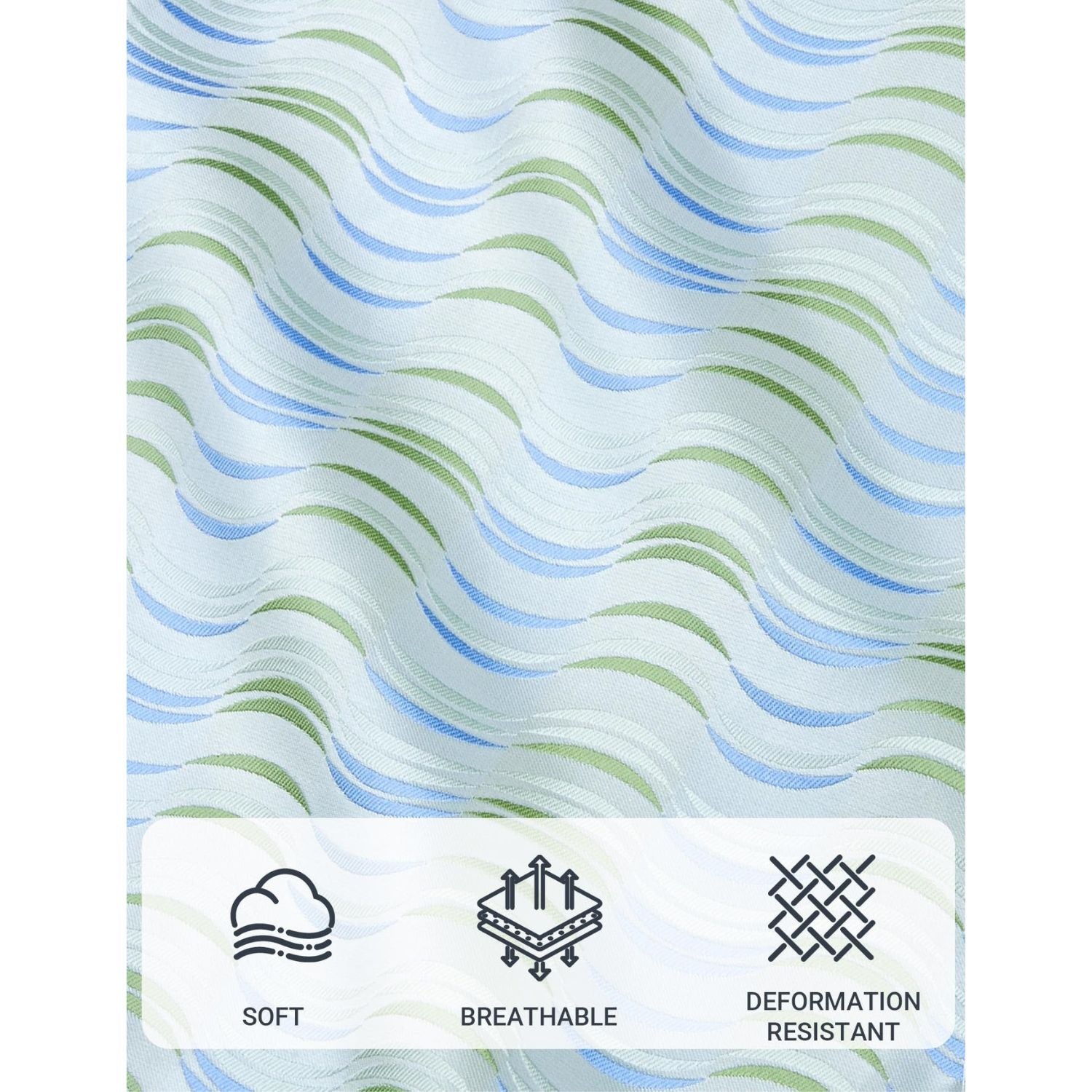 Hisdern Green Blue Striped Business Accessories Set with Cufflinks