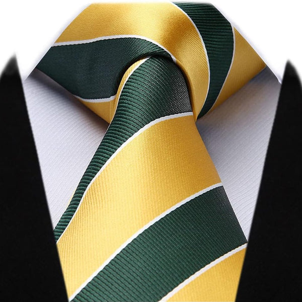 Stripe Tie Handkerchief Set - B-YELLOW 1