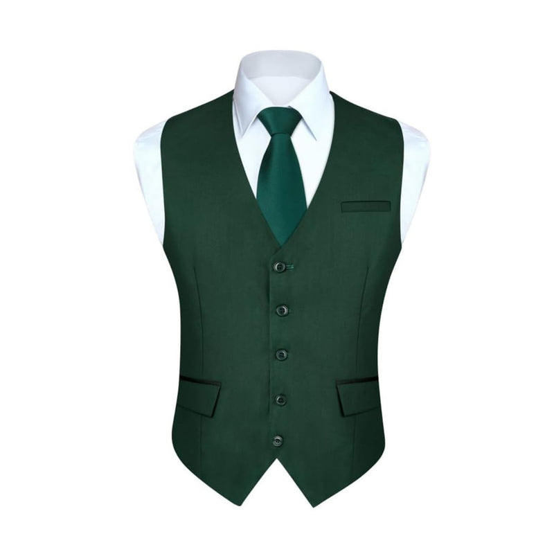 Solid Slim Suit Vest - VERDE-1