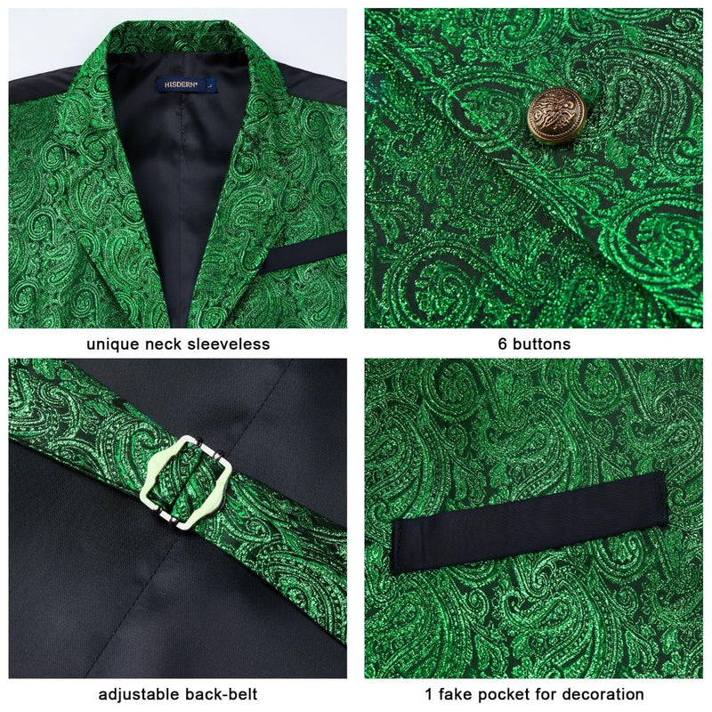 Gothic Lapel Party Vest for Men - GREEN-9