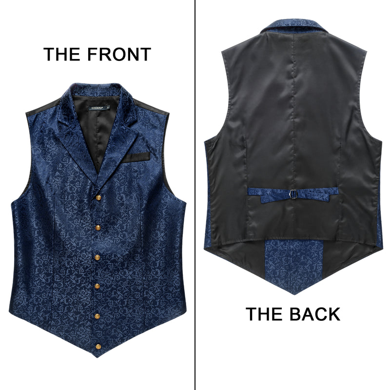 Gothic Lapel Vest for Men - NAVY BLUE 