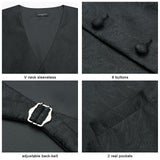 Paisley Floral 3pc Suit Vest Set - B-BLACK 