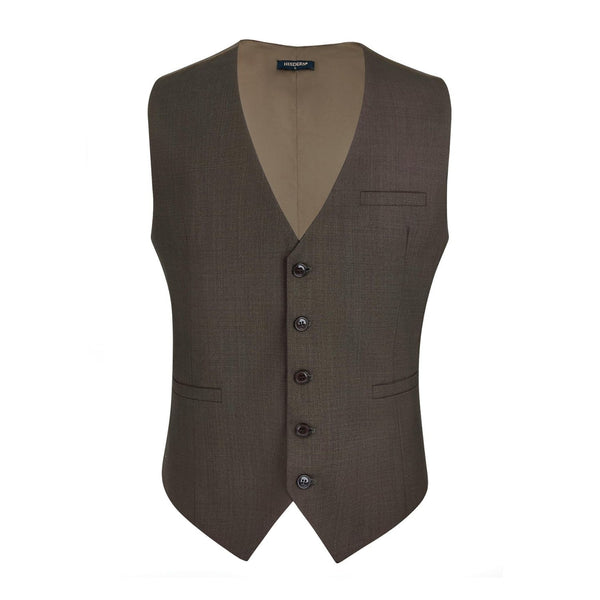 Solid Slim Suit Vest - LIGHT BROWN