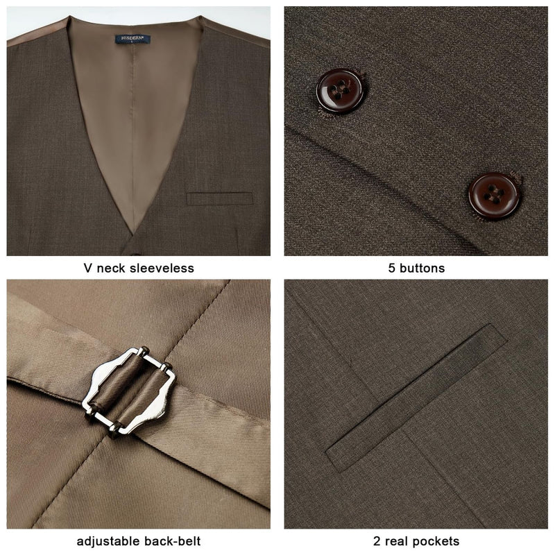 Solid Slim Suit Vest - LIGHT BROWN