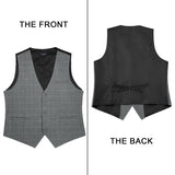 Plaid Slim Suit Vest - GREY-3