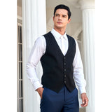 Plaid Slim Suit Vest - A-BLACK