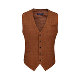 Plaid Slim Suit Vest - ORANGE-3