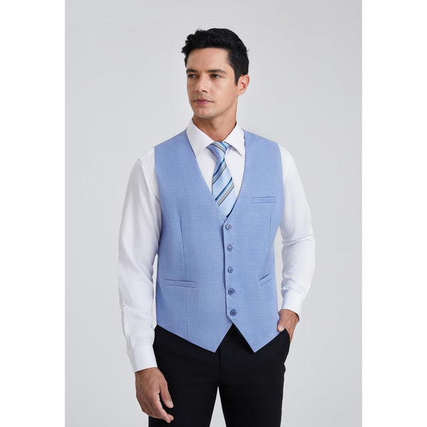 Solid Slim Suit Vest - LIGHT BLUE