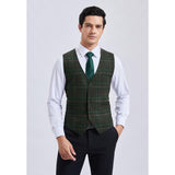 Plaid Slim Suit Vest - GREEN-5