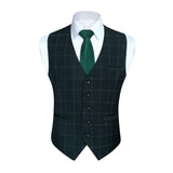 Plaid Slim Suit Vest - GREEN-6