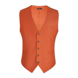 Solid Slim Suit Vest - DARK ORANGE