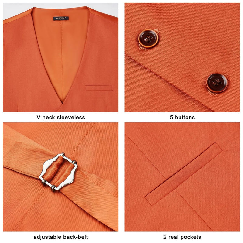 Solid Slim Suit Vest - DARK ORANGE