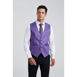 Solid Slim Suit Vest - A-PURPLE1