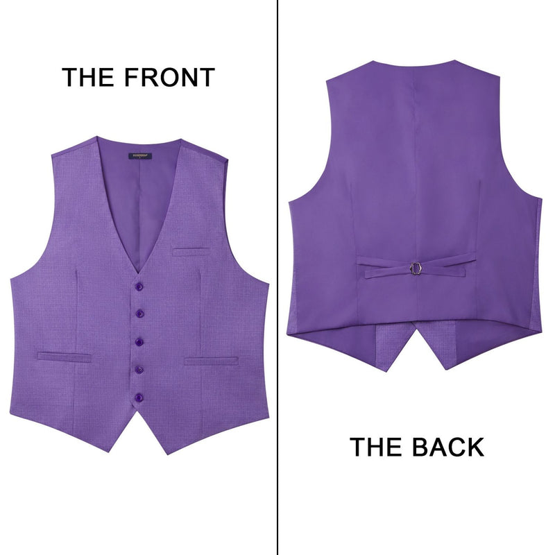 Solid Slim Suit Vest - A-PURPLE1