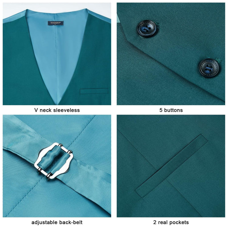 Solid Slim Suit Vest - TEAL