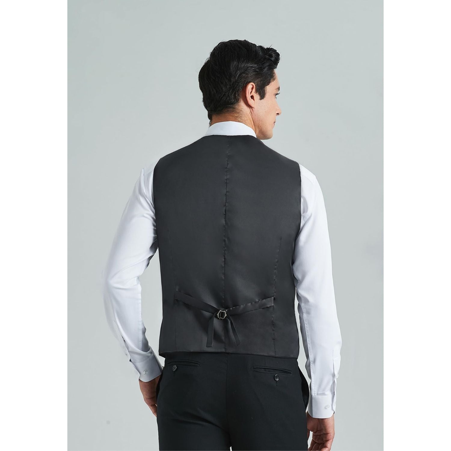 Hisdern Men's Black Solid Formal Vest For Business Party