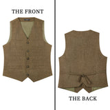 Men's Herringbone Tweed Vest - A-BROWN