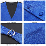 Paisley Floral 3pc Suit Vest Set - ROYAL BLUE 