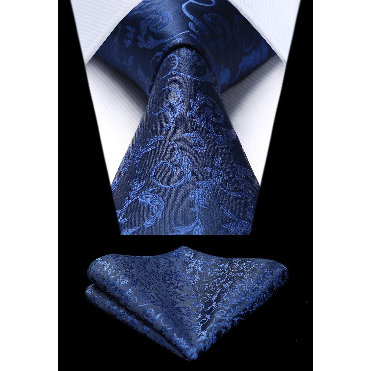 Paisley Vest Tie Handkerchief Set - NAVY BLUE