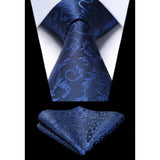 Paisley Vest Tie Handkerchief Set - NAVY BLUE