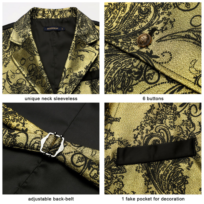 Gothic Lapel Vest for Men - GOLD 2/BLACK 