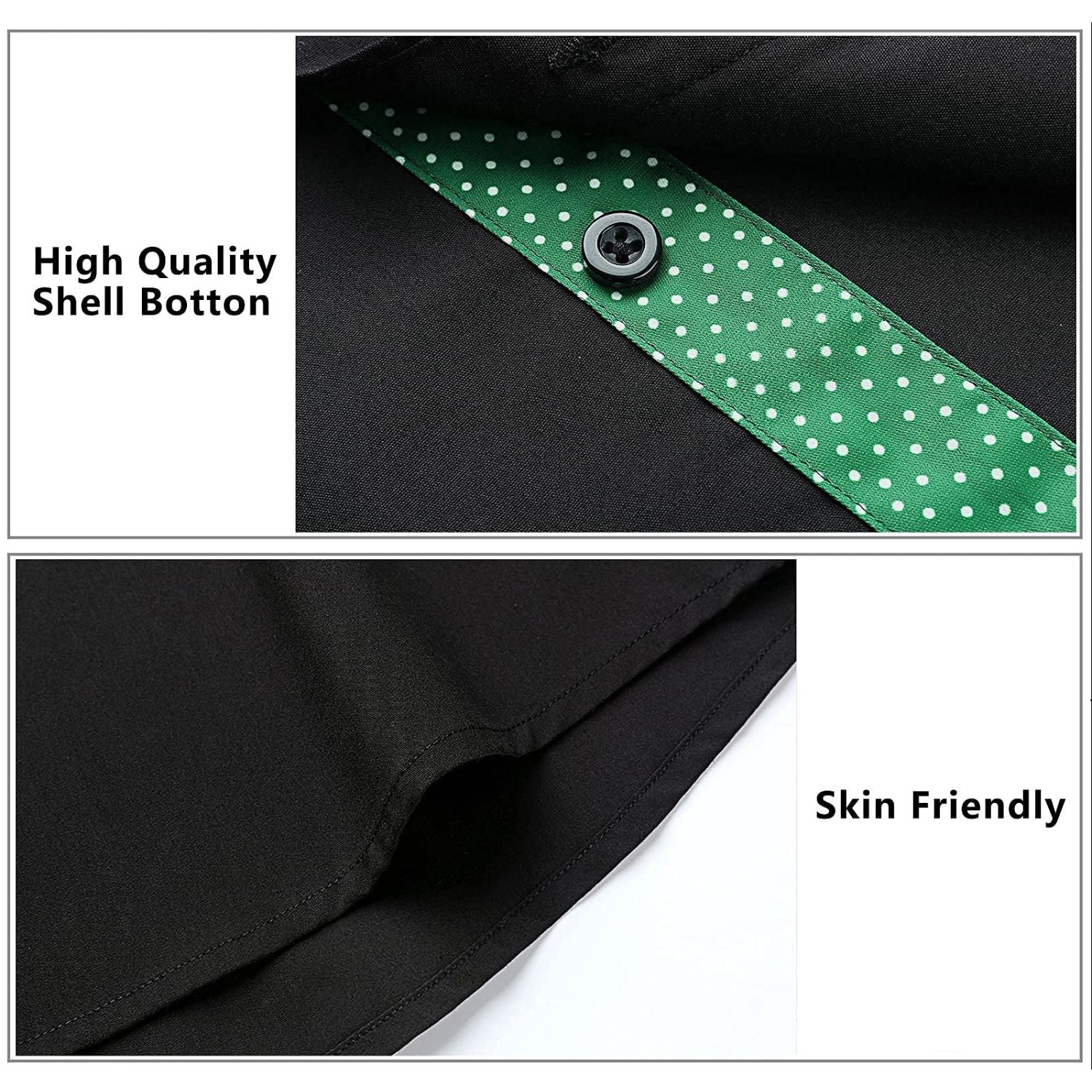 Men's Dress Shirt with Pocket - A-BLACK/GREEN