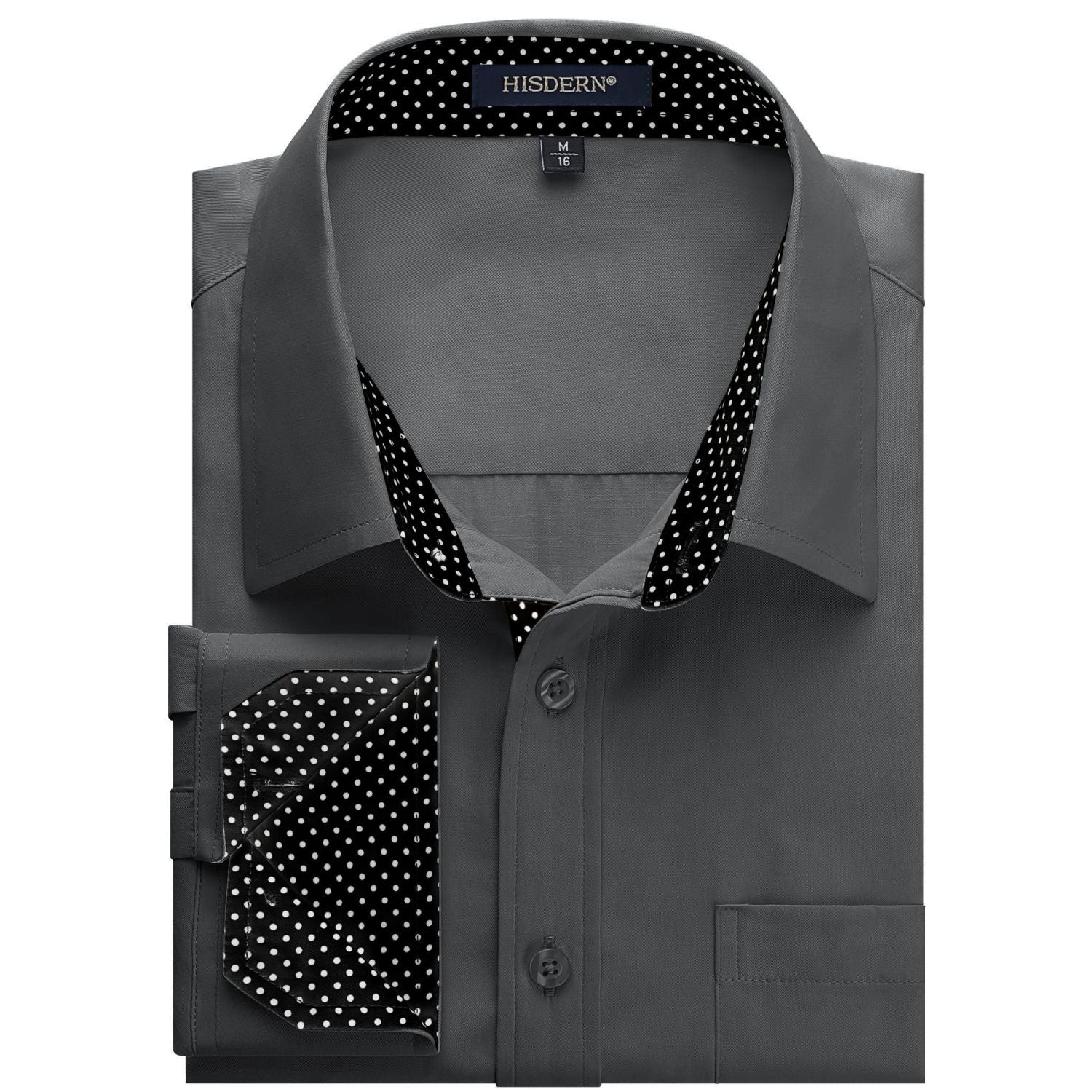 Men's Dress Shirt with Pocket - GREY-1