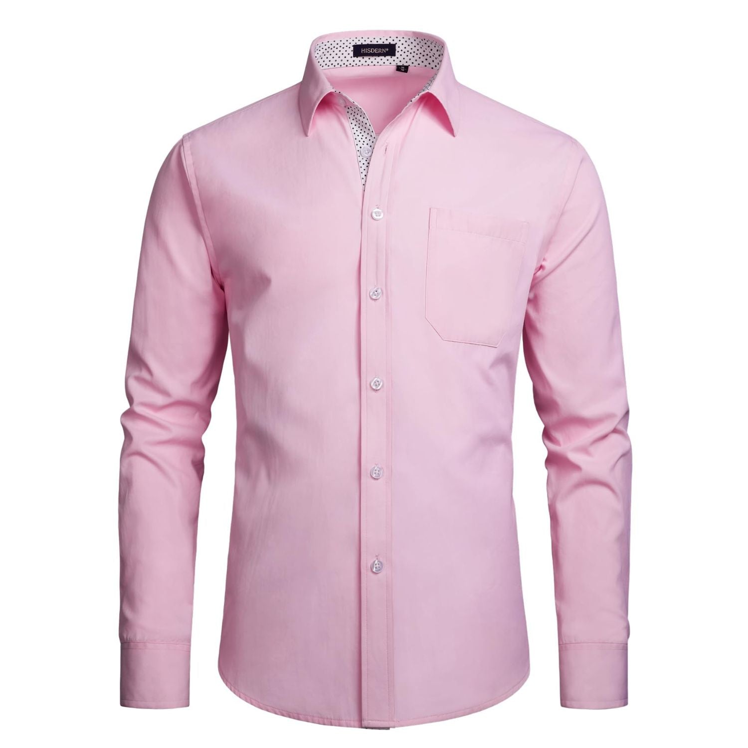 Casual Formal Shirt with Pocket - E-PINK/WHITE