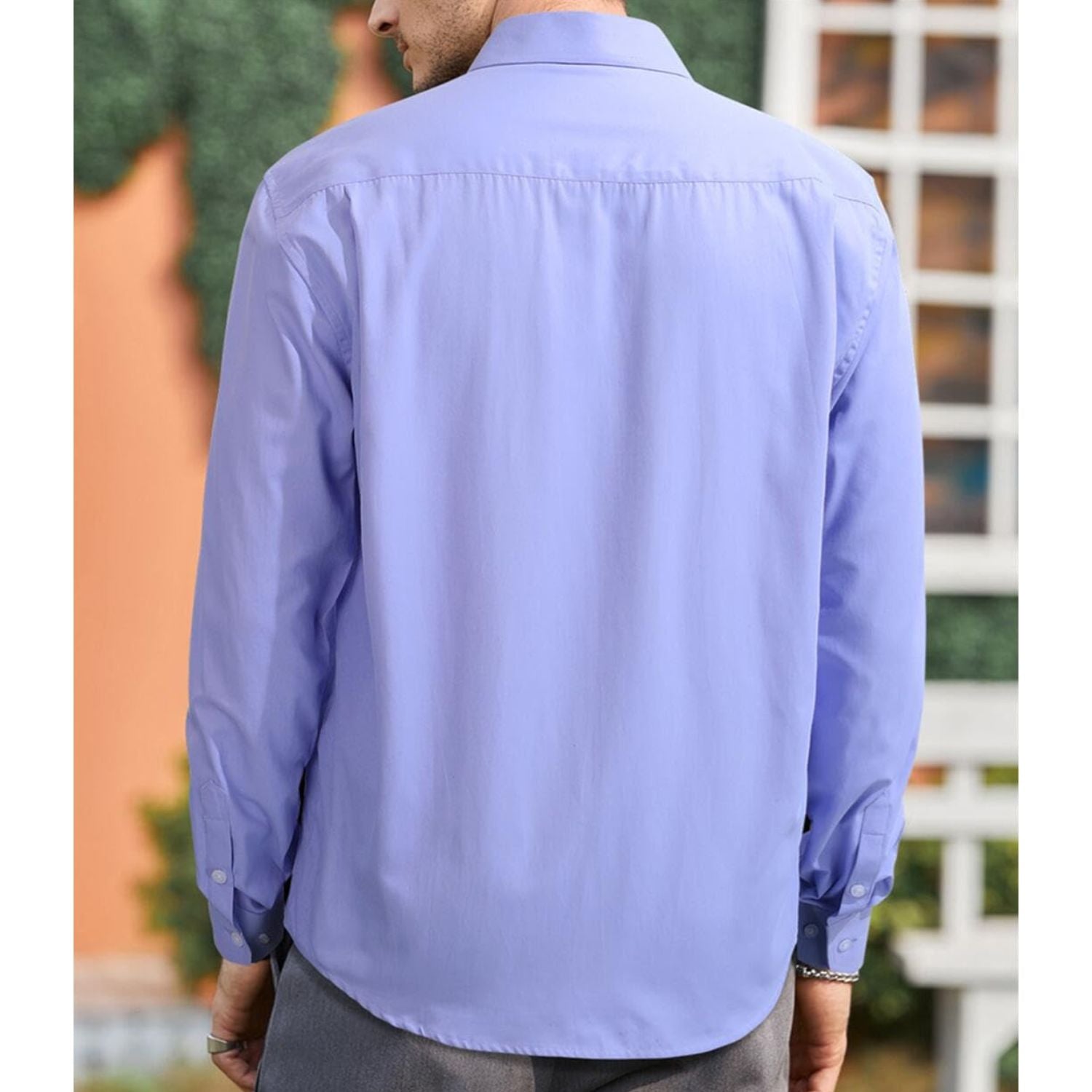 Men's Dress Shirt with Pocket - H-PURPLE-1