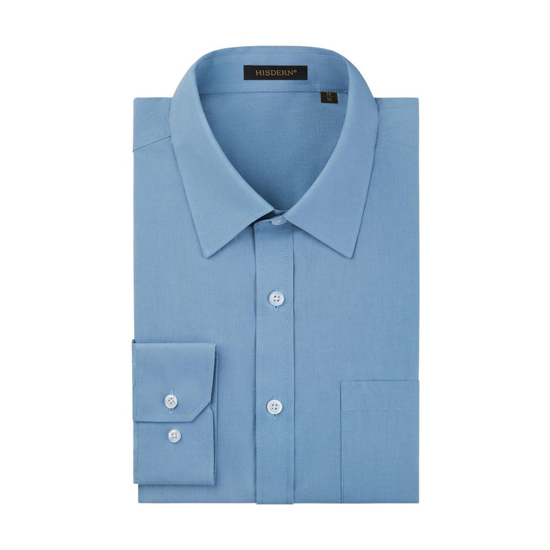 Men's Dress Shirt with Pocket - B-DUSTY BLUE