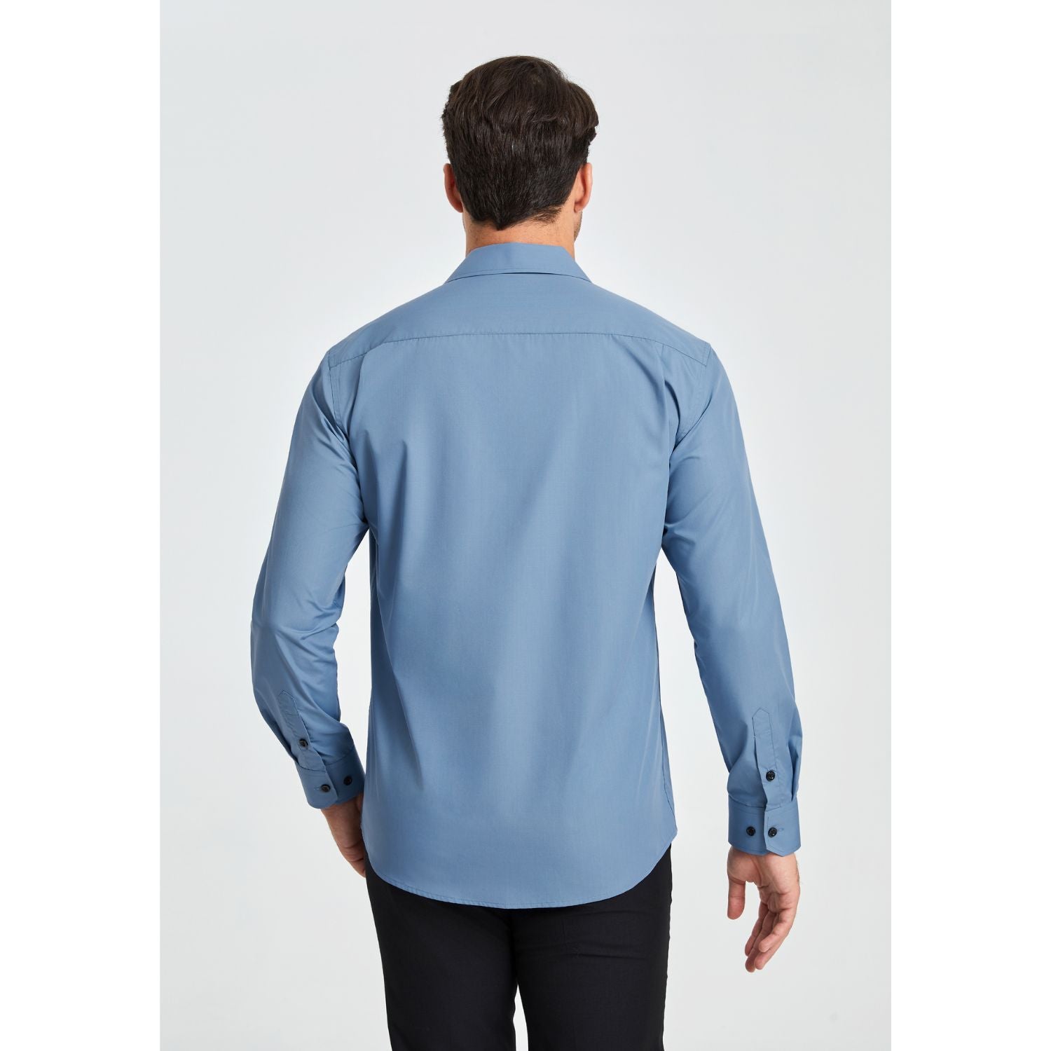 Hisdern Men's Dusty Blue Dress Shirt with Pocket - Formal & Casual