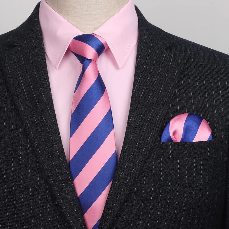 Men's Shirt with Tie Handkerchief Set - PINK-3