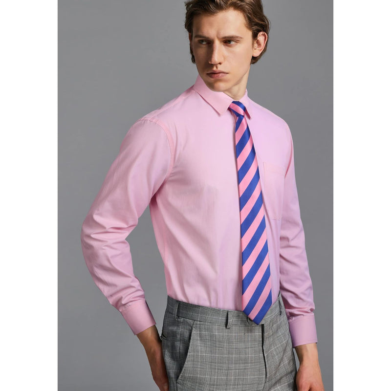 Men's Shirt with Tie Handkerchief Set - PINK-3