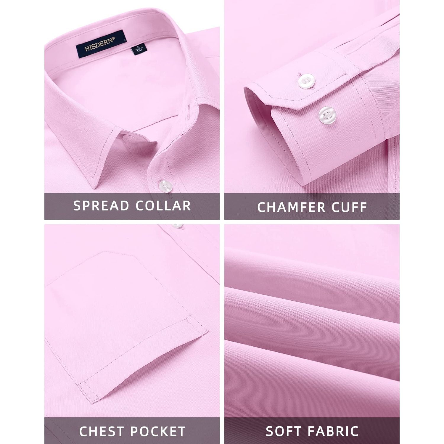 Men's Shirt with Tie Handkerchief Set - PINK-3